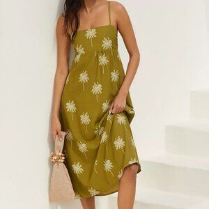 Citrine Swim Posey Sleeveless Linen Midi Dress Size M